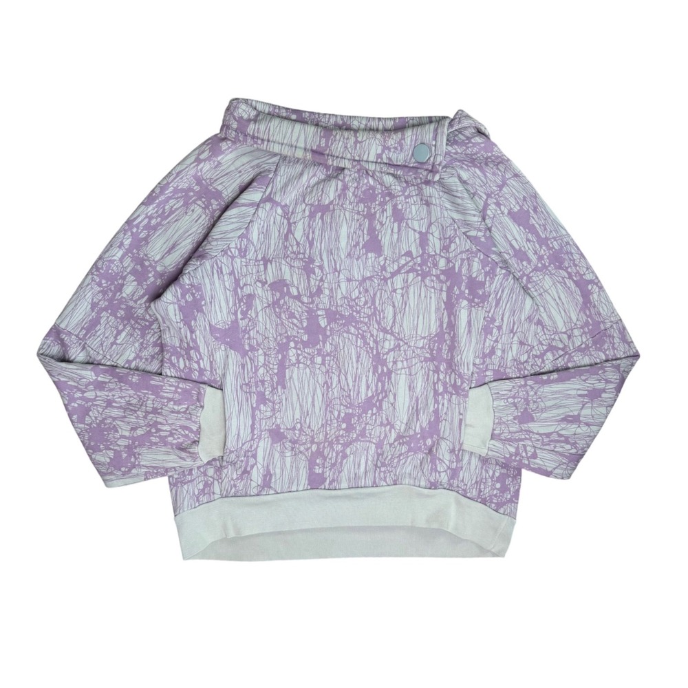 Marc Jacobs Sweatshirt Abstract Marble Print Funnel Neck Purple Indie Sleaze L